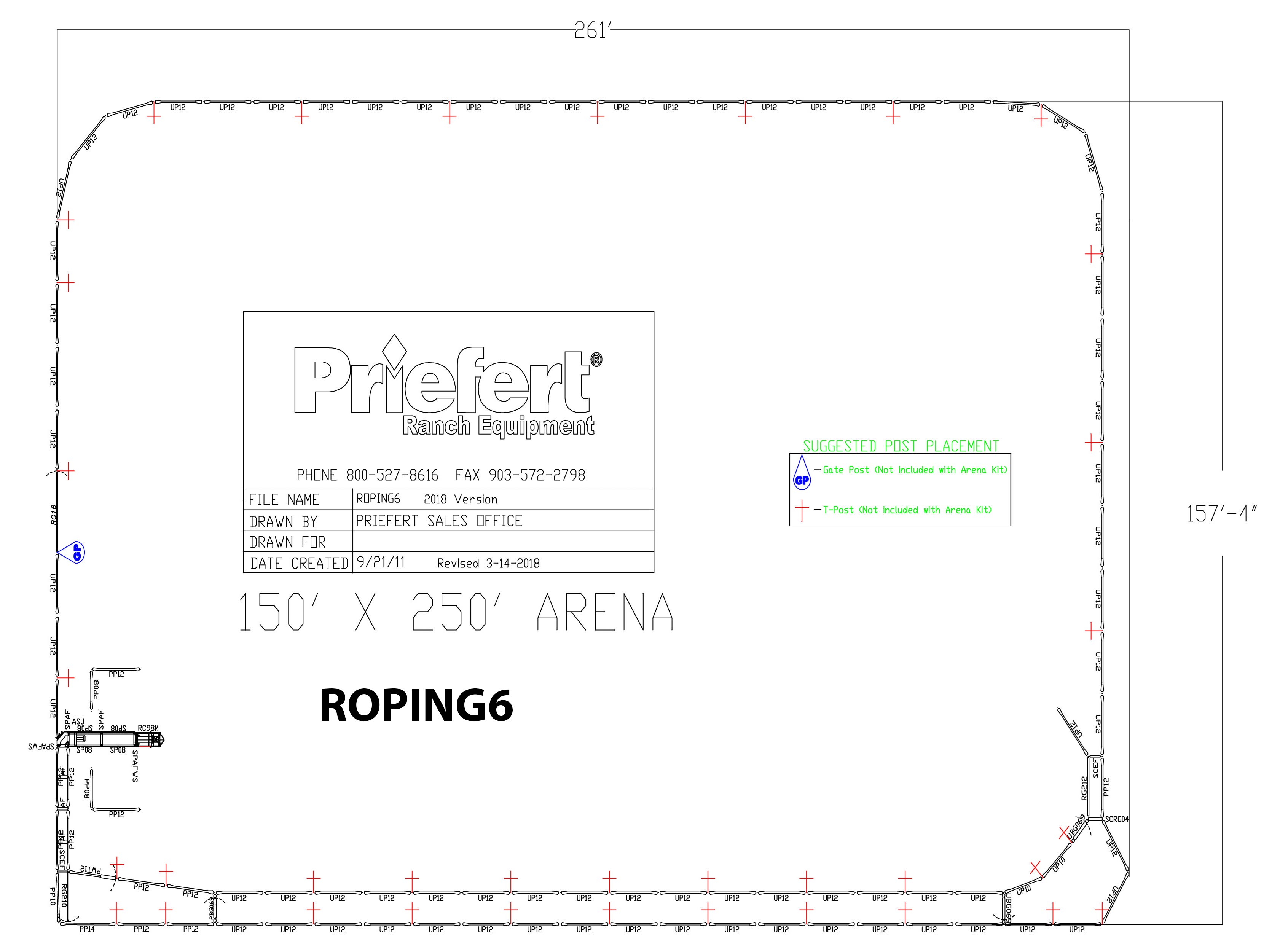 150 X 250 Roping Arena With 6 Return Alley - Priefert